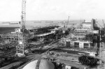 Bradwell Power Station under construction. Vessel to the left of the crane is thought to be PUNTARENAS.